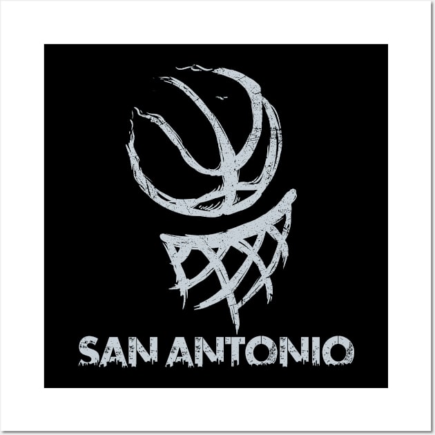 Vintage San Antonio Texas B-Ball Basketball Game Fans Wall Art by MintaApparel